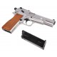 Страйкбольный пистолет WE BROWNING HI POWER, хромированный, металл, с кобурой прикладом WE-B006